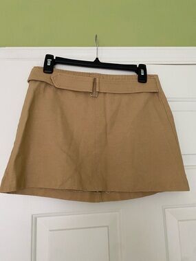 HeartSoul Tan Mini Skirt with Clean Stitch Trim